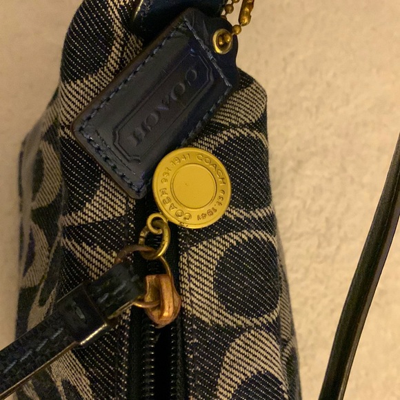 Canvas blue and silver Coach purse - Picture 2 of 4